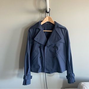 Theory womens cropped navy trench coat S